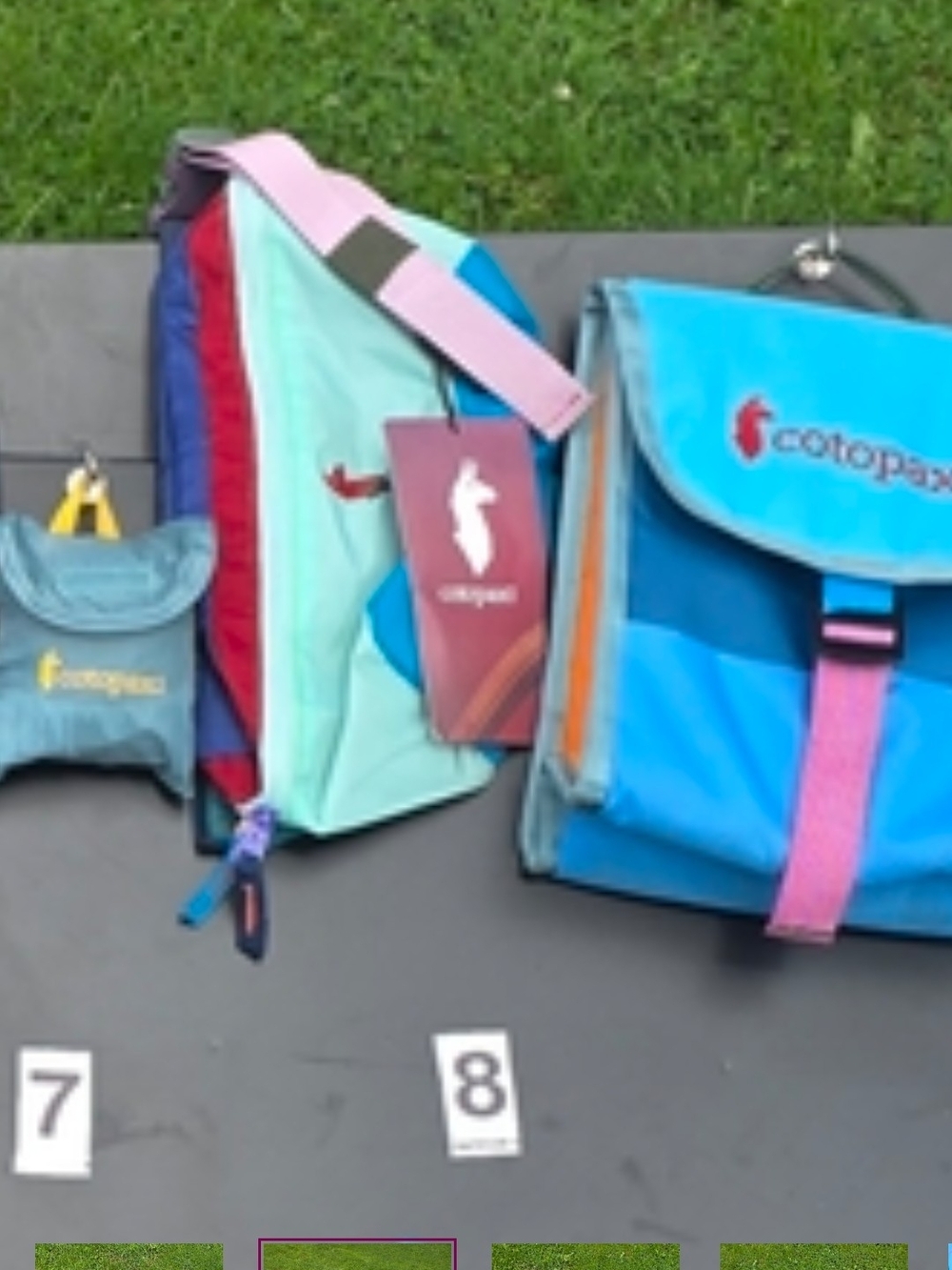 cotopaxi Blue Multi-Color Crossbody Bag with Pink Strap Bataan 3 Liter
